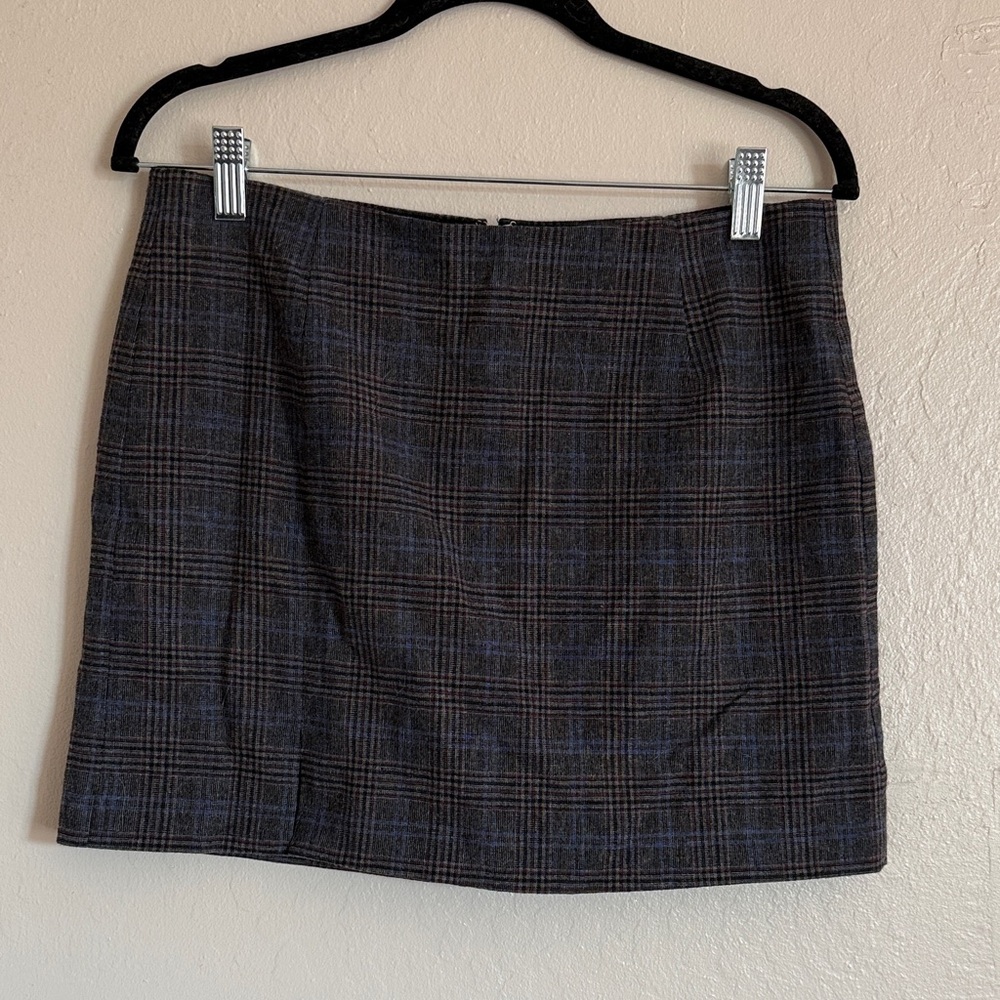 Madewell Plaid Mini Skirt - Black and Blue